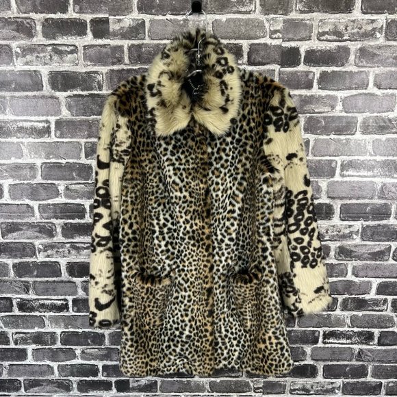 NWT MARCIANO GUESS - WOMENS LEOPARD FAUX FUR COAT - Picture 6 of 14